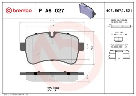 Комплект тормозных колодок, дисковый тормоз BREMBO PA6 027