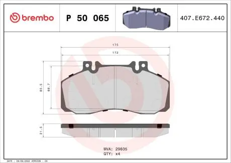 Комплект тормозных колодок, дисковый тормоз BREMBO P50 065 (фото 1)