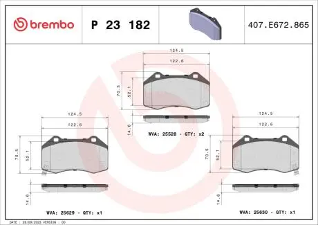Тормозные колодки дисковые BREMBO P23 182