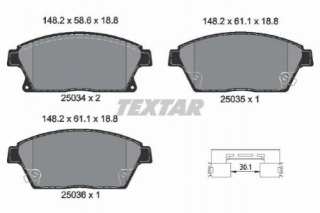 Комплект тормозных колодок, дисковый тормоз TEXTAR 2503481 (фото 1)