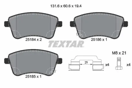 Комплект тормозных колодок, дисковый тормоз TEXTAR 2518401