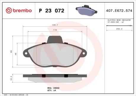 Гальмівні колодки дисківi BREMBO P23 072