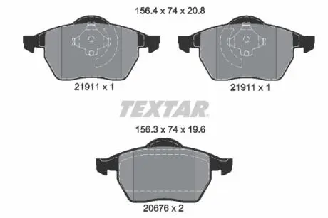 Комплект тормозных колодок, дисковый тормоз TEXTAR 2191102 (фото 1)