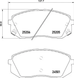 Комплект гальмівних колодок з 4 шт. дисків BREMBO P30 093