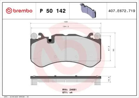 Гальмівні колодки дискові BREMBO P50 142