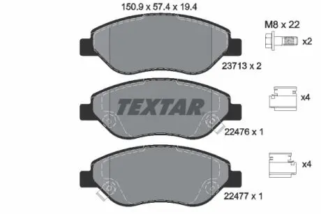 Гальмівні колодки дискові TEXTAR 2247601