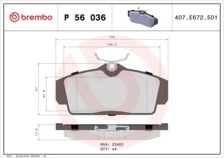Гальмівні колодки дискові BREMBO P56 036