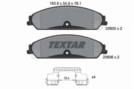 Комплект гальмівних колодок, дискове гальмо TEXTAR 2560501