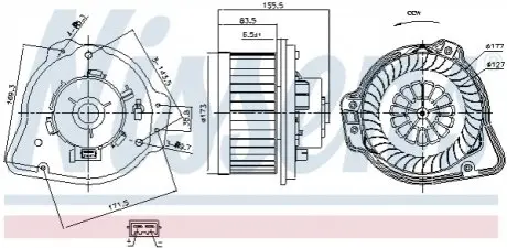 Вентилятор кабіни кондиц. NISSENS 87020