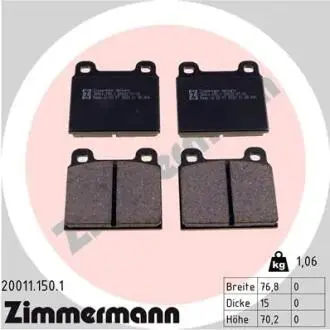 Гальмiвнi колодки дисковi переднi ZIMMERMANN 200111501