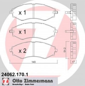 Гальмiвнi колодки дисковi переднi ZIMMERMANN 240621701