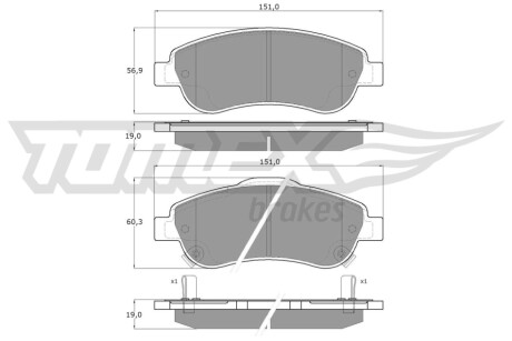 Гальмiвнi колодки дисковi TOMEX 1570
