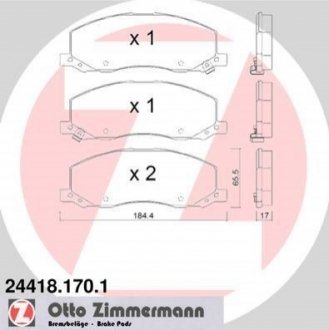 Тормозные колодки дисковые передние ZIMMERMANN 244181701 (фото 1)