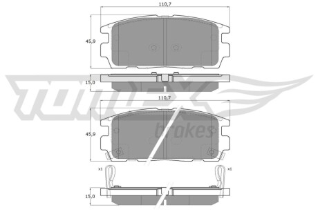 Гальмiвнi колодки дисковi TOMEX 1643