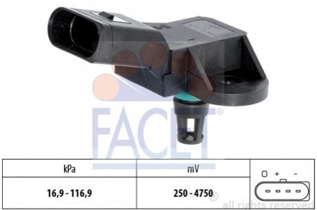 Датчик давления воздуха Audi A4/A5/A6/A8 / VW Passat 1.8-5.2 TFSI/TDI/FSI/T/i 97-> FACET 10.3226 (фото 1)