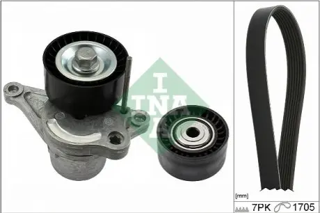 Комплект ременя генератора Renault Megane II 2.0 dCi 05-09 (7PK1705) INA 529 0423 10