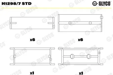 Подшипник коленвала Glyco H1298/7 STD