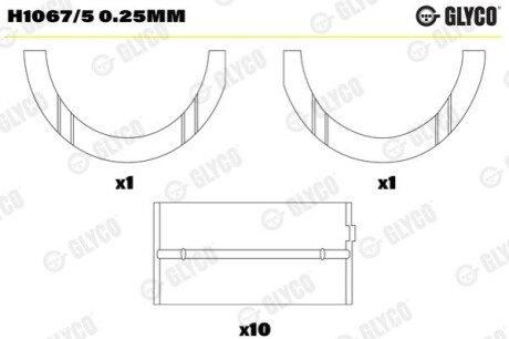 Подшипник коленвала Glyco H1067/5 0.25MM