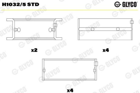 Вкладыши коренные (к-кт) Glyco H1032/5 STD