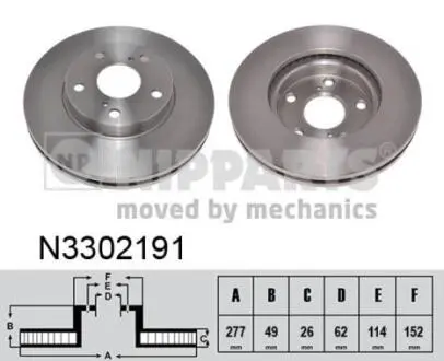 Фото гальмiвнi диски переднi NIPPARTS N3302191 Гальмiвнi диски переднi NIPPARTS N3302191
