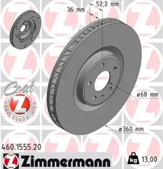Гальмiвнi диски правий переднiй ZIMMERMANN 460155520