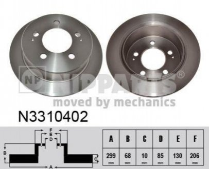Тормозные диски задний NIPPARTS N3310402 (фото 1)