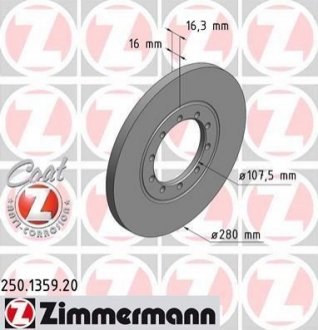 Тормозные диски задние ZIMMERMANN 250135920 (фото 1)