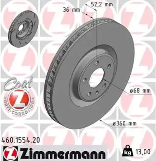 Гальмiвнi диски лiвий переднiй ZIMMERMANN 460155420