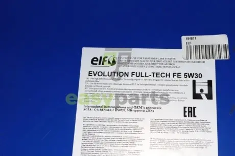 Олива 5W30 Evolution Full-Tech FE (208L) (C4/RN 0720/MB226.51) ELF 194811