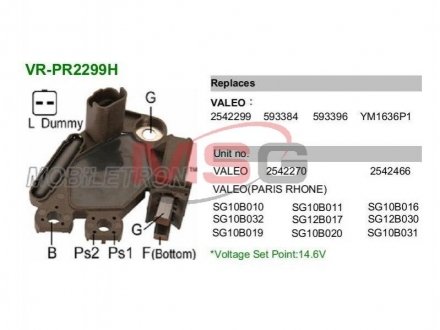 Регулятор напряжения генератора MOBILETRON VR-PR2299H (фото 1)
