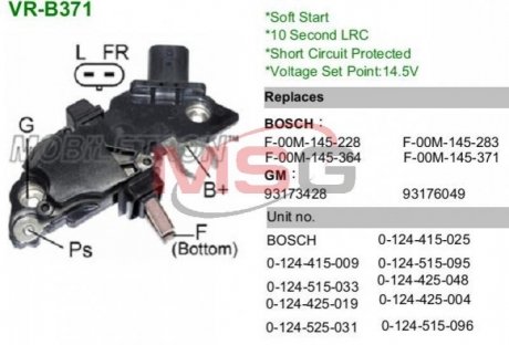 Регулятор напряжения генератора MOBILETRON VR-B371 (фото 1)