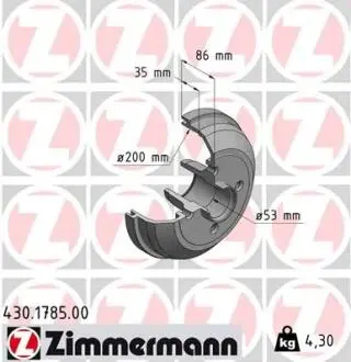 Гальмiвнi барабани заднi ZIMMERMANN 430178500