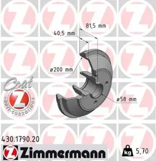 Фото гальмiвнi барабани заднi ZIMMERMANN 430179020 Гальмiвнi барабани заднi ZIMMERMANN 430179020