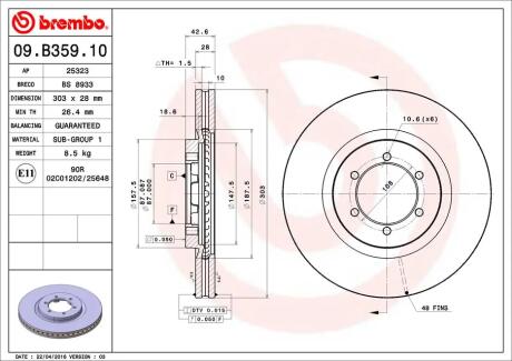 Гальмівний диск BREMBO 09.B359.10