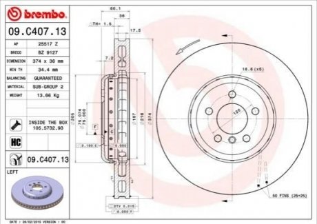 Гальмівний диск BREMBO 09.C407.13