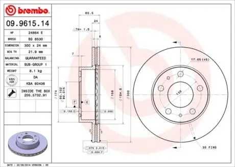 Тормозные диски BREMBO 09.9615.14