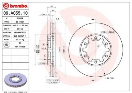 Тормозной диск BREMBO 09.A055.10