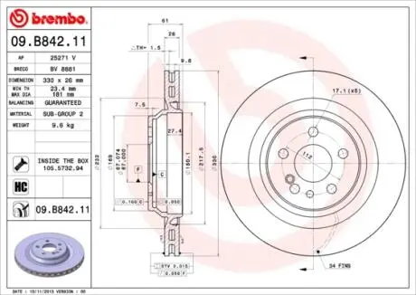 Гальмівний диск BREMBO 09.B842.11