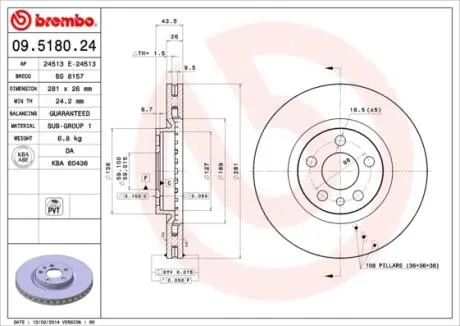 Тормозные диски BREMBO 09.5180.24