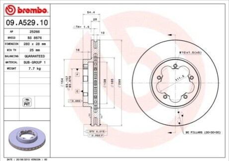 Тормозной диск BREMBO 09.A529.10