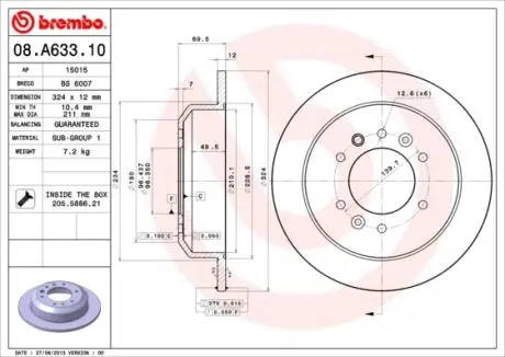 Тормозной диск BREMBO 08.A633.10