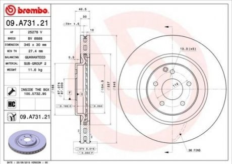 Гальмівний диск BREMBO 09.A731.21 (фото 1)