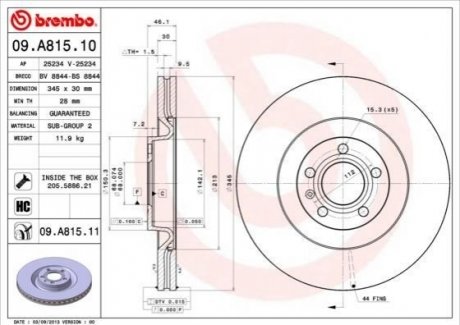 Гальмівний диск BREMBO 09.A815.11 (фото 1)
