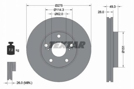 Тормозной диск TEXTAR 92077703 (фото 1)