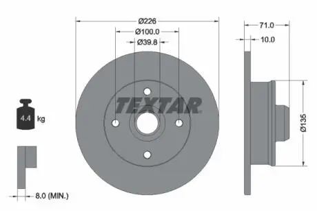 Тормозной диск TEXTAR 92041803