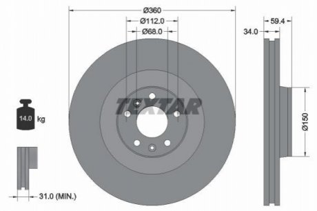 Гальмівний диск TEXTAR 92122203 (фото 1)
