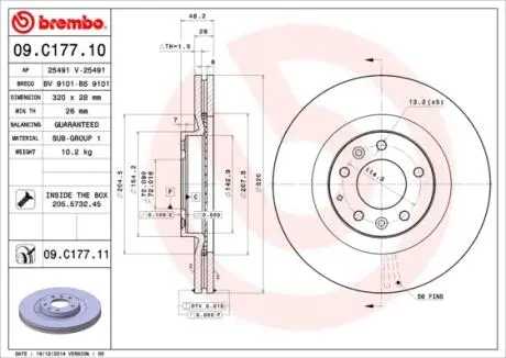 Тормозной диск BREMBO 09.C177.11