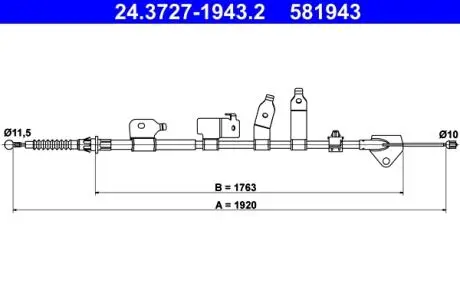 Трос, стояночная тормозная система ATE 24.3727-1943.2