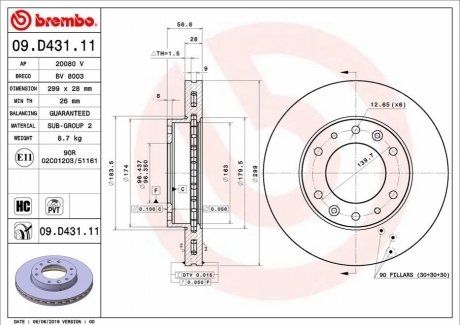 Тормозной диск BREMBO 09.D431.11