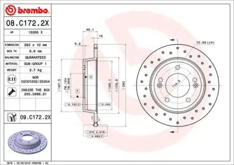 Тормозной диск BREMBO 08.C172.2X